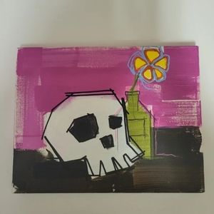 Skull with Psychedelic Flower Original Painting